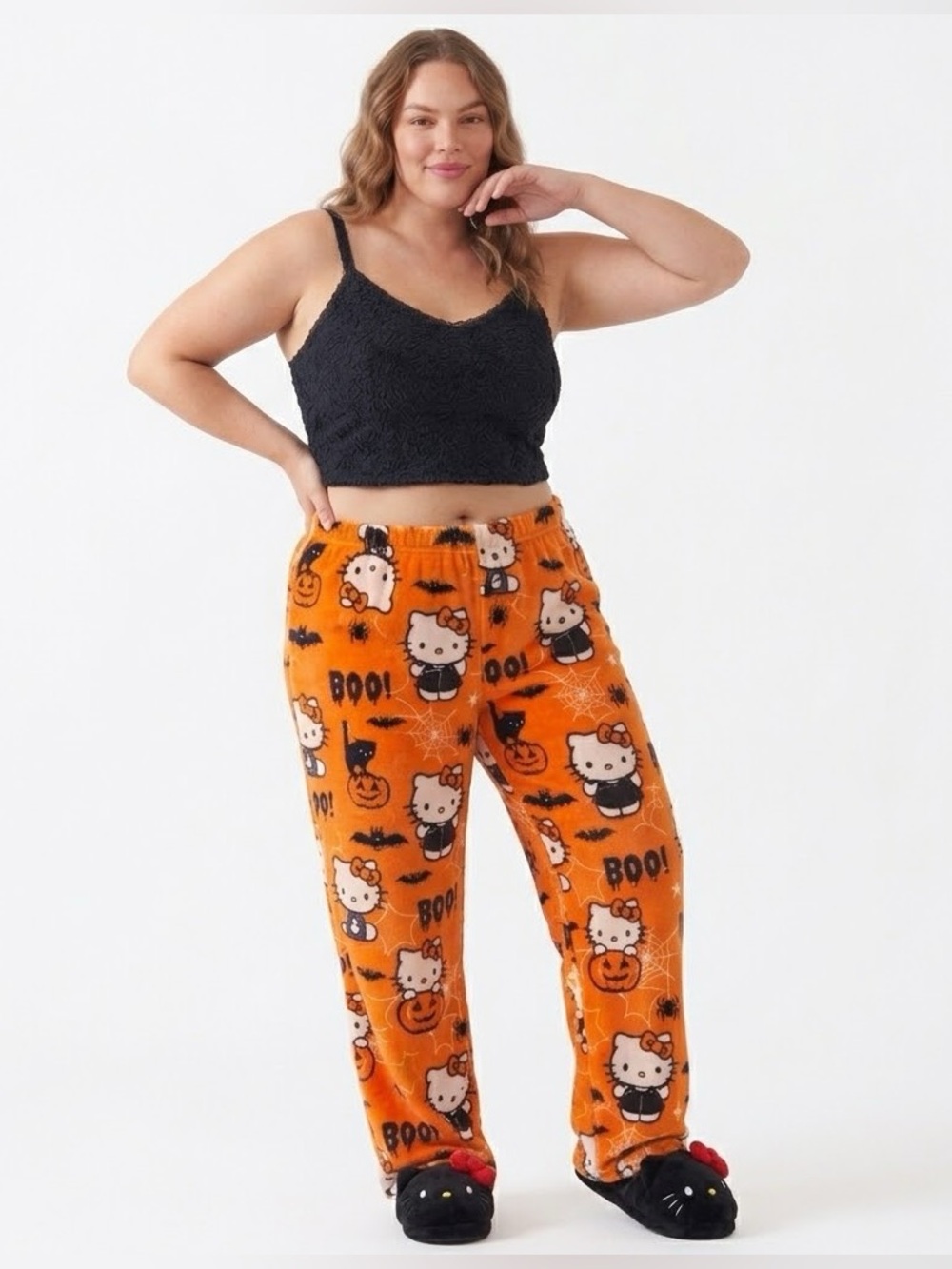Sanrio Hello Kitty Halloween Pajamas Pants Orange Women Size XL